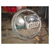 Small tote and milk crate of vintag...