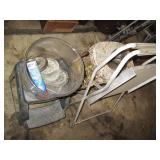 Vintage metal stool, 2-step plastic...