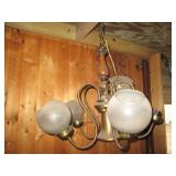Vintage brass tone hanging light fi...