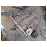 Vintage horse tack, metal pulley an...