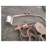 Vintage cast iron wheels, metal and...