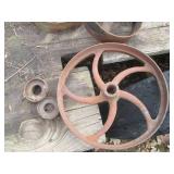 Vintage cast iron wheels, metal and...