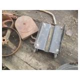 Vintage cast iron wheels, metal and...