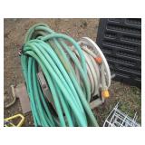 Hose reel, hose and sprinklers, one...