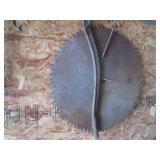 Antique items including a large saw...