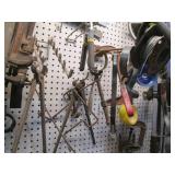 Huge lot of hammers, c-clamps, pipe...