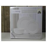 True Living Dinnerware Set, White, 12 pcs