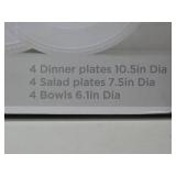 True Living Dinnerware Set, White, 12 pcs