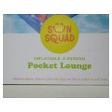 Sun Squad Pocket Lounge Water Float, 2 Person Capacity Age 14+