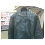 (BR1) Vintage Green Leather Long Co...