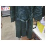 (BR1) Vintage Green Leather Long Co...