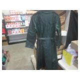 (BR1) Vintage Green Leather Long Co...