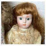 Trio of Antique Dolls + Antique Doll Rope Bed