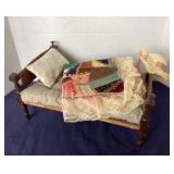 Trio of Antique Dolls + Antique Doll Rope Bed