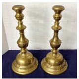 Pair of  Victorian Brass Candlesticks + Pair of Vintage French Candlesticks
