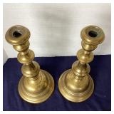 Pair of  Victorian Brass Candlesticks + Pair of Vintage French Candlesticks