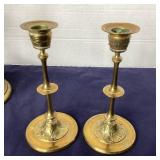 Pair of  Victorian Brass Candlesticks + Pair of Vintage French Candlesticks