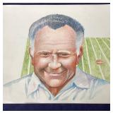 Original Pete Bastiansen Colored Pencil Drawing of (Univ. of Minn.) Coach Murray Warmath