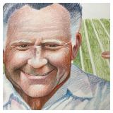 Original Pete Bastiansen Colored Pencil Drawing of (Univ. of Minn.) Coach Murray Warmath