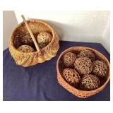 Vintage Baskets and Decorative Woven Balls