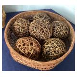 Vintage Baskets and Decorative Woven Balls