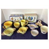 Group of Vintage Quimper Pottery and Tins