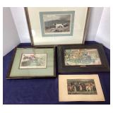 Group of 4 Vintage Hunting Prints