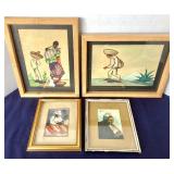 Group of Vintage Ethnic "Americas" Watercolors
