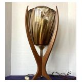 Midcentury Modeline Style Sculpted Walnut Lamp