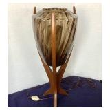 Midcentury Modeline Style Sculpted Walnut Lamp