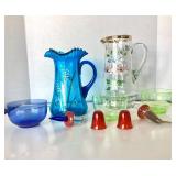 Group of Victorian and Modern Decorated and Colored Glassware