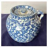 Antique Spongeware Beanpot