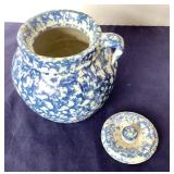 Antique Spongeware Beanpot