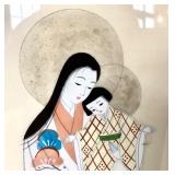 Vintage Japanese Watercolor Painting + Hand Colored Print