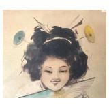 Vintage Japanese Watercolor Painting + Hand Colored Print