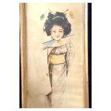 Vintage Japanese Watercolor Painting + Hand Colored Print