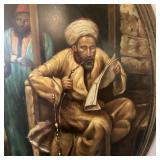 Antique Orientalist Painting on Convex Oval Panel