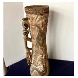 Carved Vintage Papua New Guinea Drum
