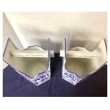 Pair of Modern Chinese Blue / White Porcelain Baskets