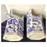 Pair of Modern Chinese Blue / White Porcelain Baskets