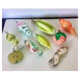 Group of 9 Assorted Blown Glass Ornaments