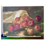Pair of Unframed Vintage Still Life Fruit Paintings