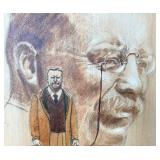 Unframed Mixed Media Portrait of Theodore Roosevelt