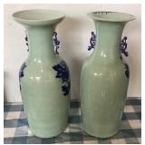 Pair of Modern Chinese Blue / White Porcelain Palace Urns