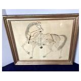 Exceptional Antique Penmanship Horse Drawing
