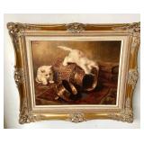 Vintage Dutch Oil on Canvas: "Playful Kittens" by J.W. Trirum