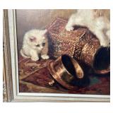 Vintage Dutch Oil on Canvas: "Playful Kittens" by J.W. Trirum