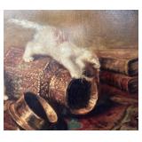 Vintage Dutch Oil on Canvas: "Playful Kittens" by J.W. Trirum