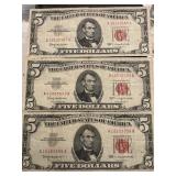 Red Seal $5 Dollar Notes