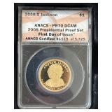 2008-S Presidential Dollar Proofs ANACS PR70 Deep Cameo Set